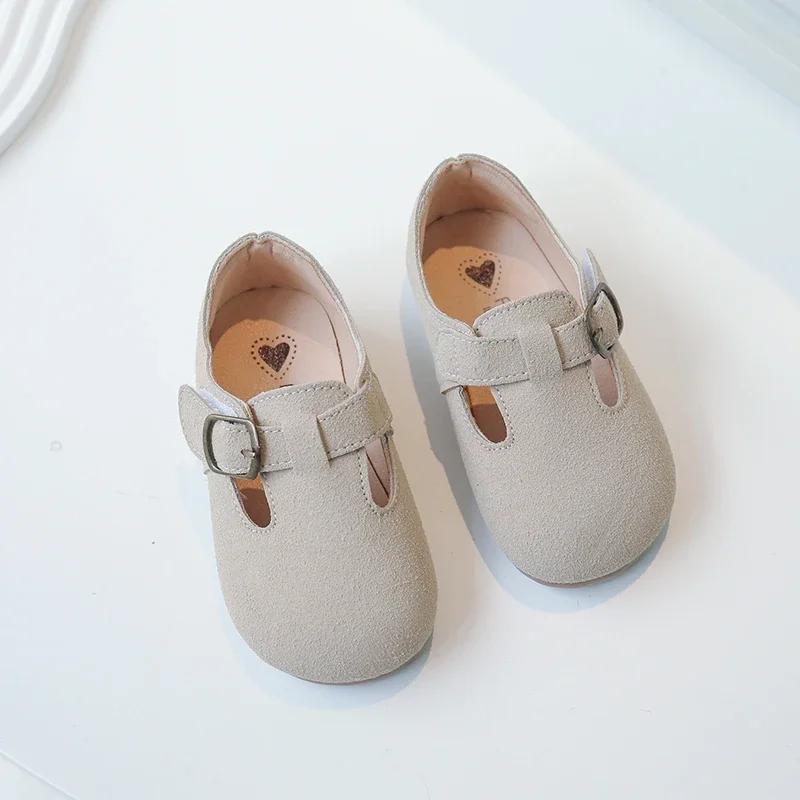 

Детская повседневная обувь, детская модная ретро-кожаная обувь в британском стиле, мокасины для мальчиков и девочек, простые противоскользящие туфли 2024 года, новинка 21