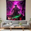 One Piece Roronoa Zoro Three Swords Purple Flame Aura Wall Tapestry Anime Manga Decor for Bedroom Game Room Dorm Room Gift