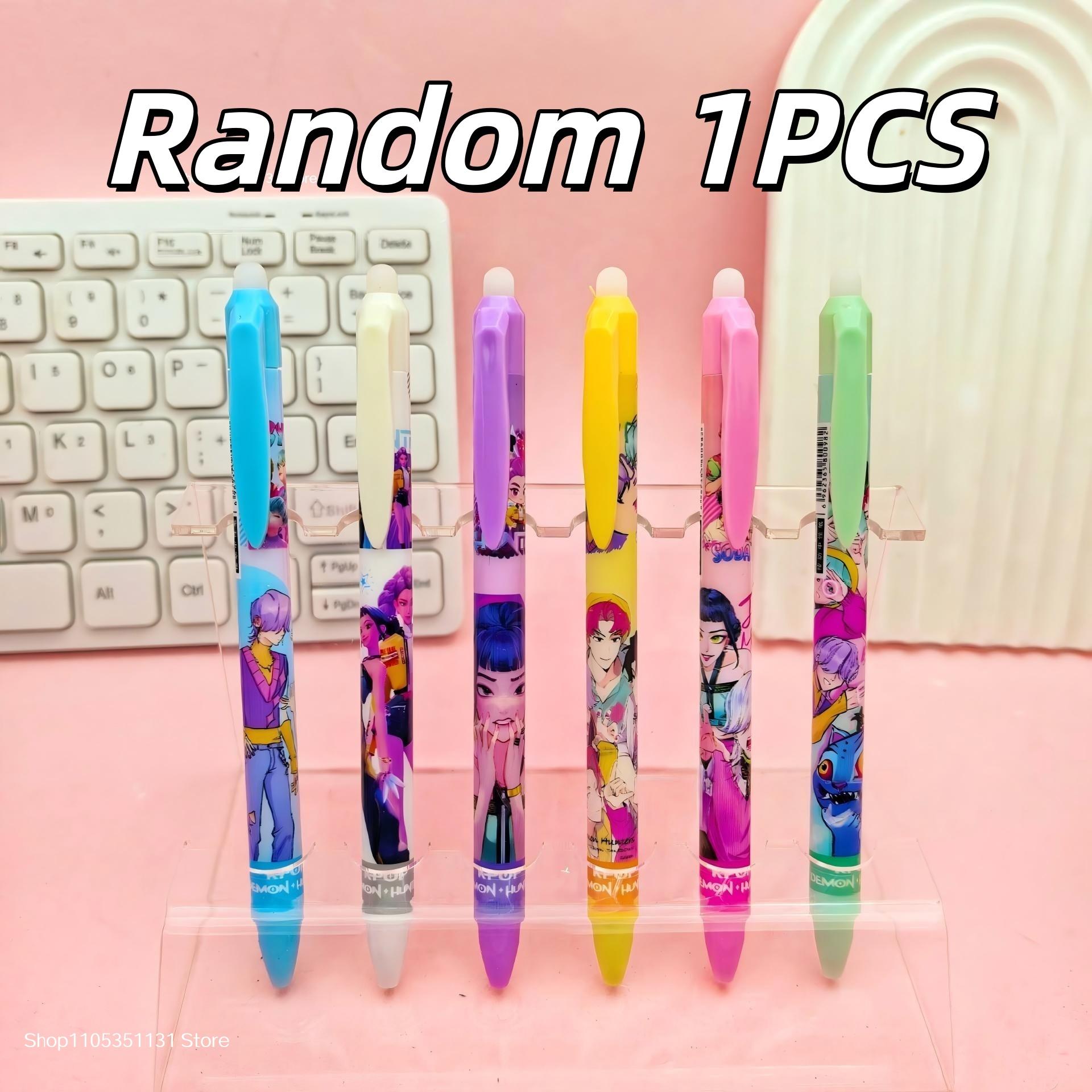 12 stuks Schattige Cartoon Uitwisbare Gelpennen 0,5 mm Soepel Schrijvend Intrekbare Drukpennen voor Kinderen Studenten School Kantoor Schrijfwaren Cadeau (as the picture,Erasable-BLack 0.5mm)