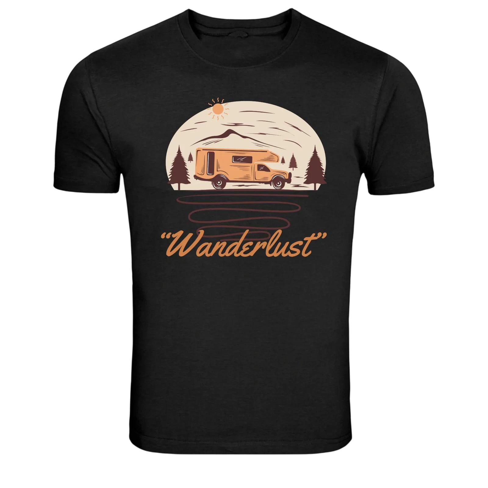 Wanderlust Camper Van Travel Graphic T-Shirt L