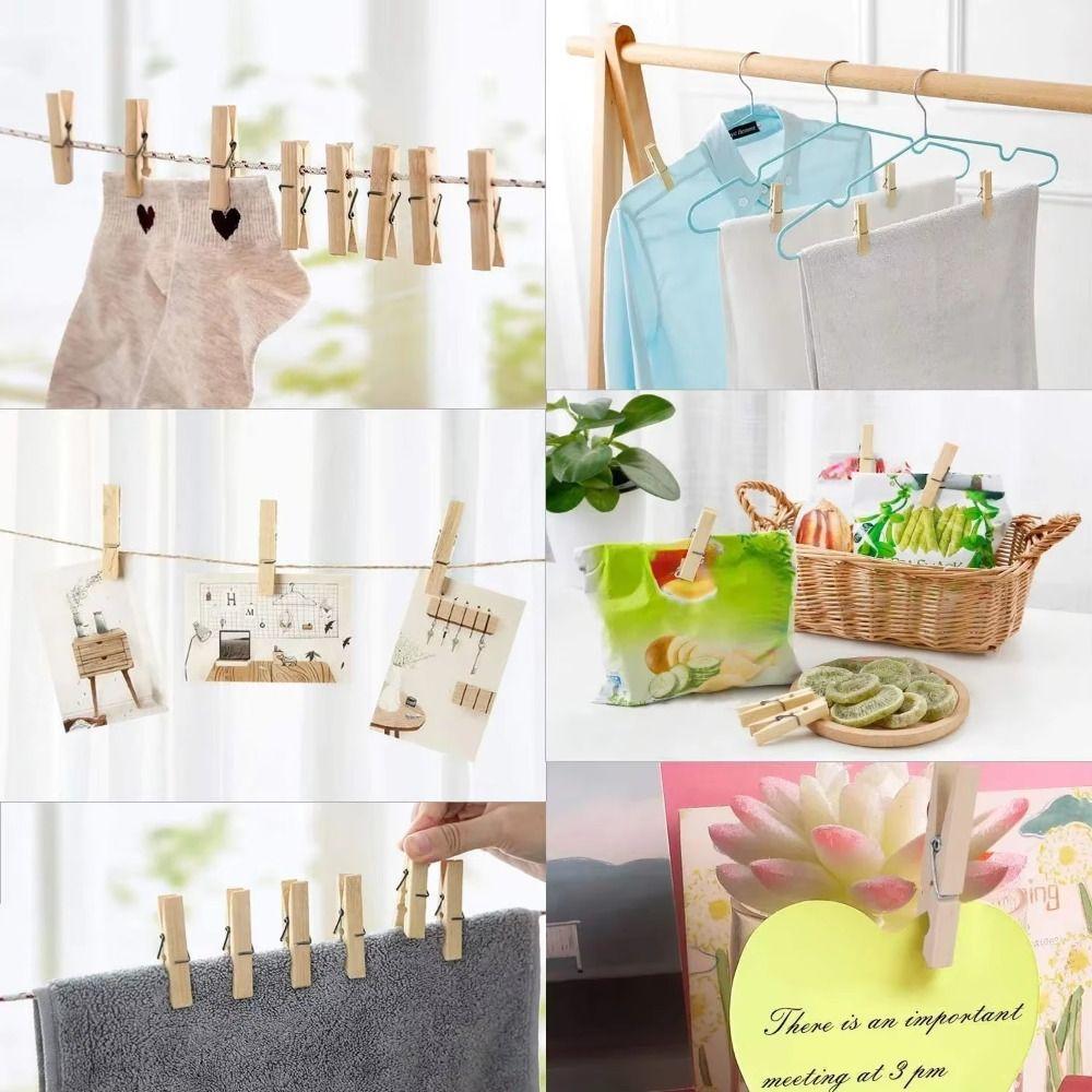 50/100pcs Reusable Photo Clips Mini Wooden Clamp  for Hanging Pictures Paper DIY Crafts