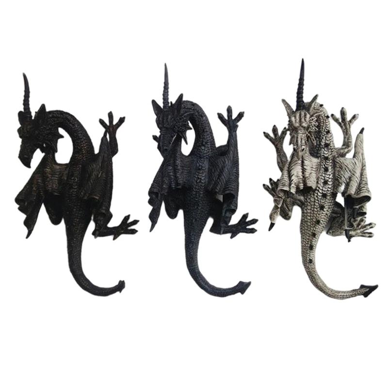Resin Sculpture Flying Dragon Figure Wall Hanging Decor Monster Models Villa Home Figurines Outdoor Garden Decoration