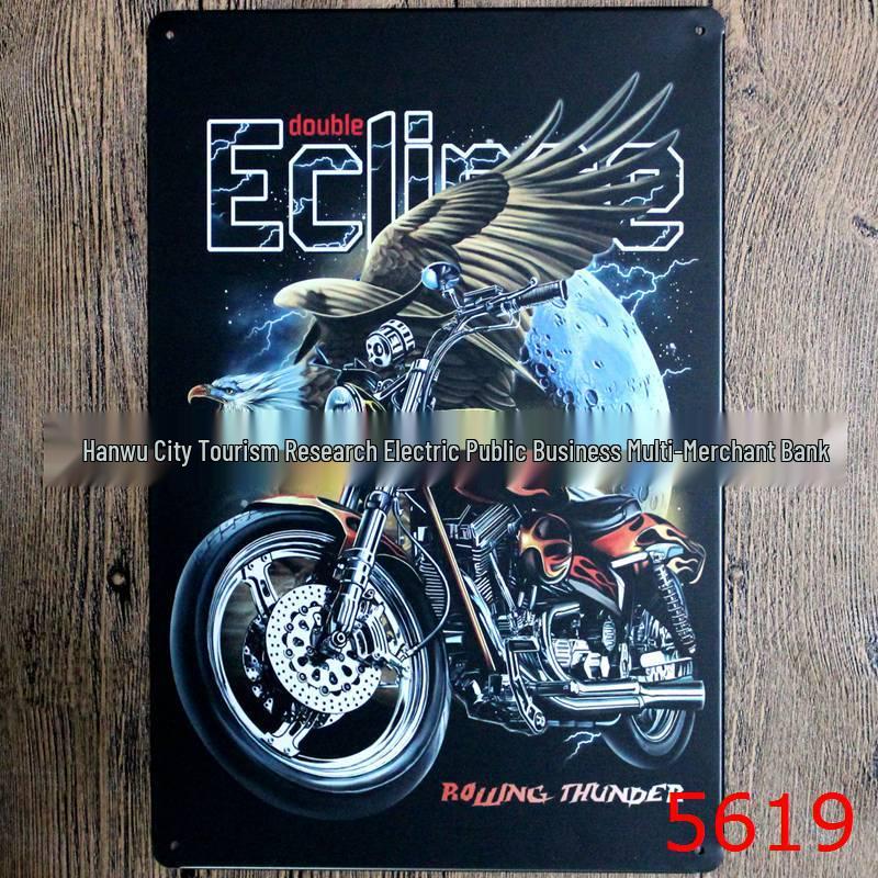 Retro Motorcycle Tin Painting for Home Decor - Frameless Wall Art for Bar or Hotel