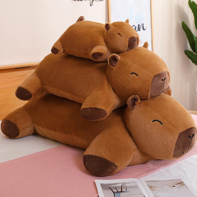 Giant Capybara Plush Doll Floor Mat High Quality Animal Brown Capybara Plush Carpet Home Decor Gift for Boys and Girls