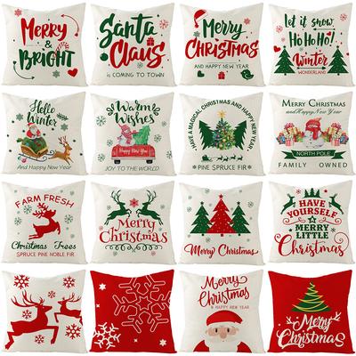 Christmas Pillow Polyester Pillowcase Cartoon Print Pillowcase Home Sofa Cushion