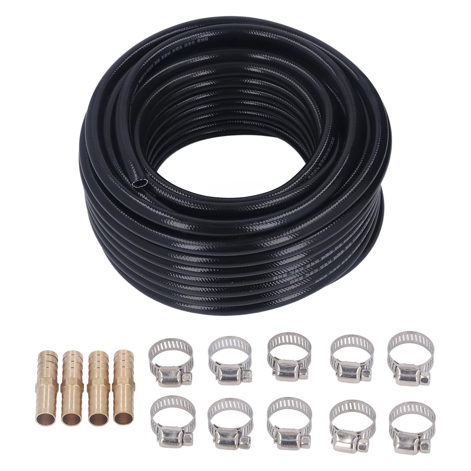 

100 Feet 3/8 Inch Pond Aerator Hose Kit Air Pump Tubing Water Lake Aeration Hose with Barb Fitting and Clamps чёрный