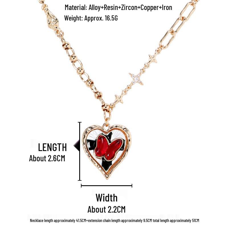 Blue & White Gradient Crushed Ice Heart Necklace - Women's Light Luxury Niche Clavicle Chain, Cool Original Design.