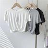 Women's Modal Knotted Cropped T-Shirt - Slim Fit, Solid Color, Short Sleeves, Summer Style