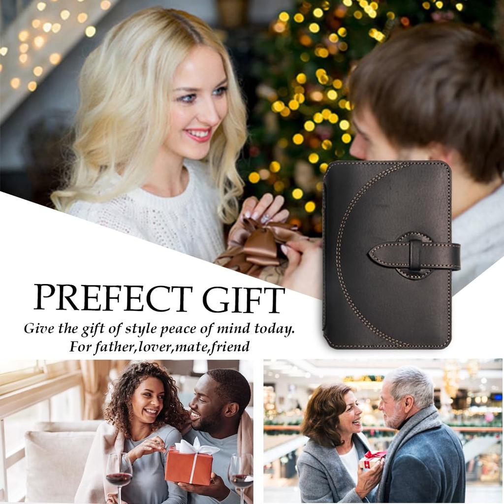 XGUO Crazy Horse Leather Passport Passport Travel Wallet with Airtag Credit Card Ticket Perfect Pitch Black Holder, 1-2 Holders, Slot, & Pockets,