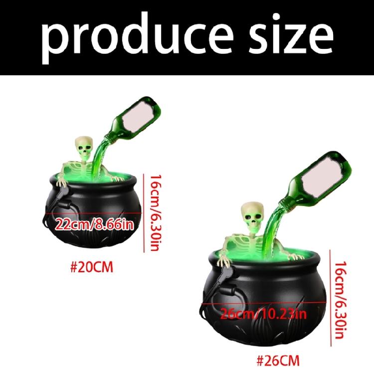 Haunting House Fog Pot Machine Set Witch Cauldron with Floating Potions Bottle and Diffuser Fog Maker Halloween Decors