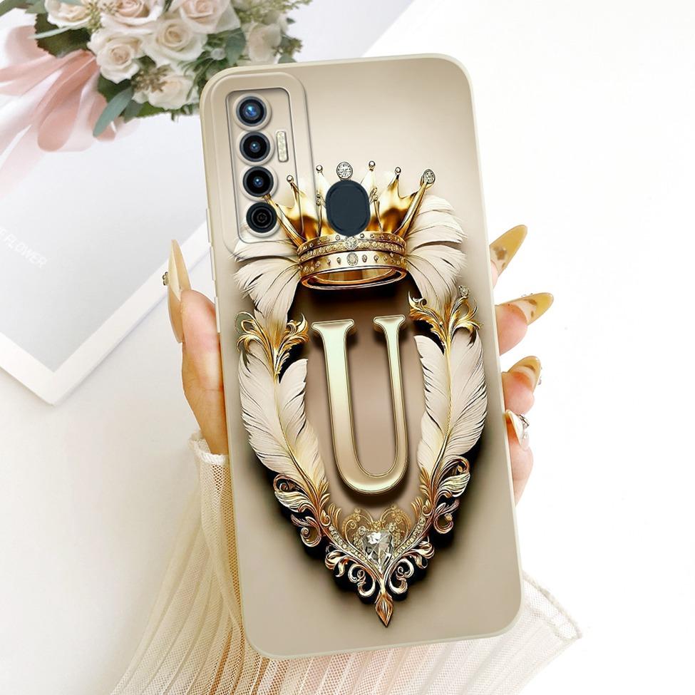For Tecno Camon 17 CG6 CG6j Case For Techno Camon 17 Cover Luxury A-Z Letters 2D Painted Silicone Casing