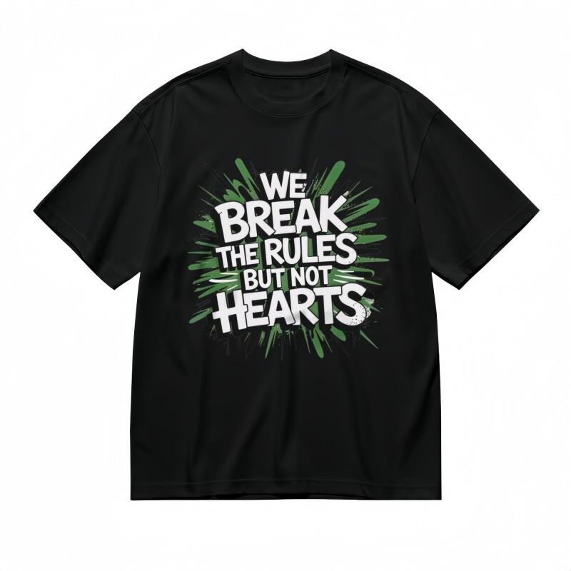 Men's T-shirt With White Rulebreaker's Code Graphic Unisex Black 100% Cotton Tee