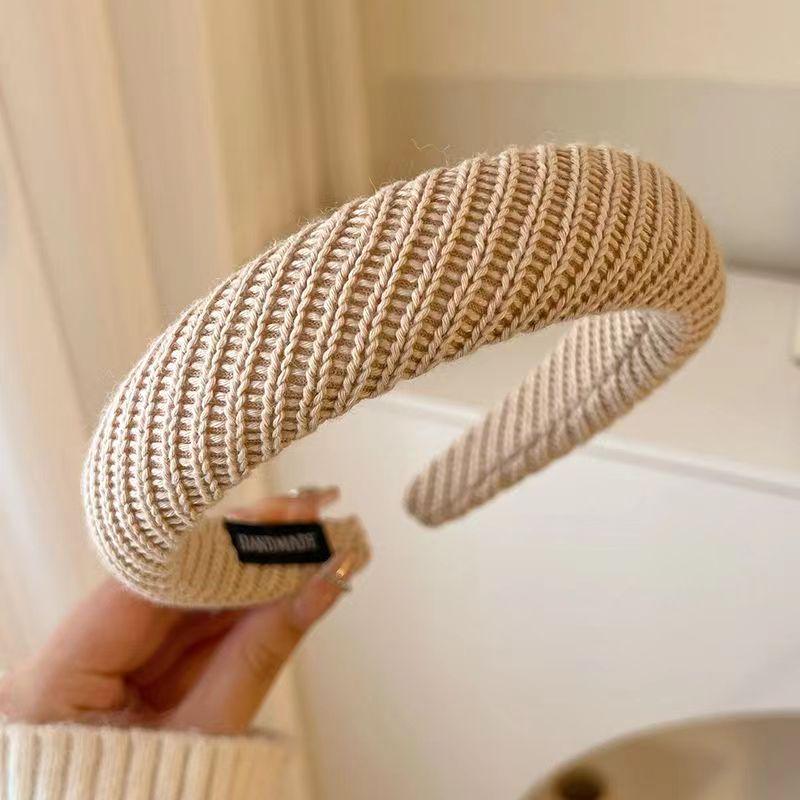 French Retro High Crown Wide-Brimmed Plush Headband for Face Washing and Outings