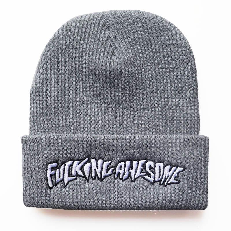 European and American men's and women's trendy hats FUCKING AWESOME Knitted hat, pullover hip-hop hat, woolen hat, unisex cold weather hat