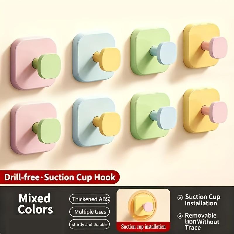 Dopamine Style Strong Adhesive Suction Cup Hooks, Seamless No-Drilling Back-of-Door & Bathroom Wall Storage Hooks for Home