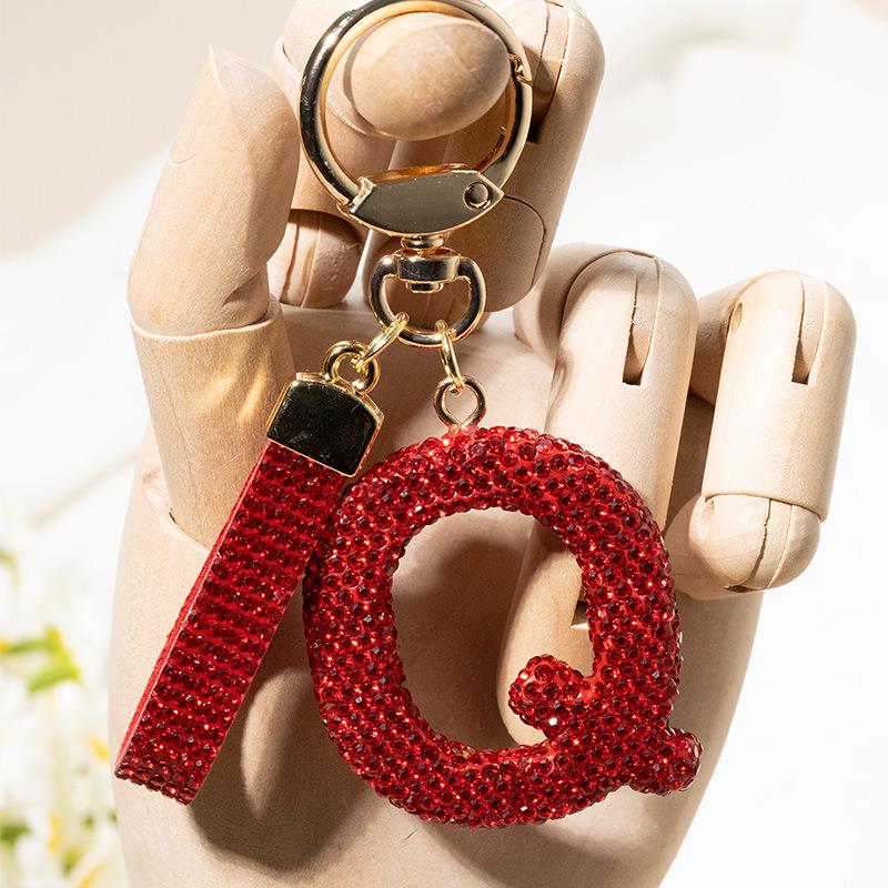 Ceramic Clay Full Drill English Letter Keychain - Simple Red Letter Pendant for Bags and Cars