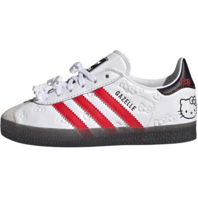 

Hello Kitty x Adidas Originals GAZELLE Нескользящая амортизация Низкие детские кеды для скейтбординга Белый Красный Детские 33