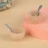 2Sets Dollhouse Miniature Furniture Tiny Wooden Bowl Featuring Metal Spoon Tableware Model DIY Dollhouse Kitchen Scene Accessories