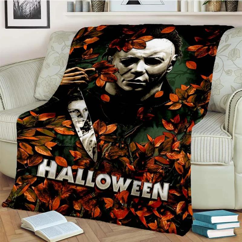HD Horror Movie Game Halloween Gift Blanket Michael Myers Sofa Bed Decor Warm Flannel for Outdoor Picnic Car