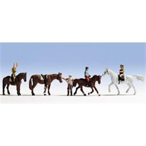 Figurine Modélisme Ferroviaire NOCH - 4 Cavaliers Et 4 Chevaux