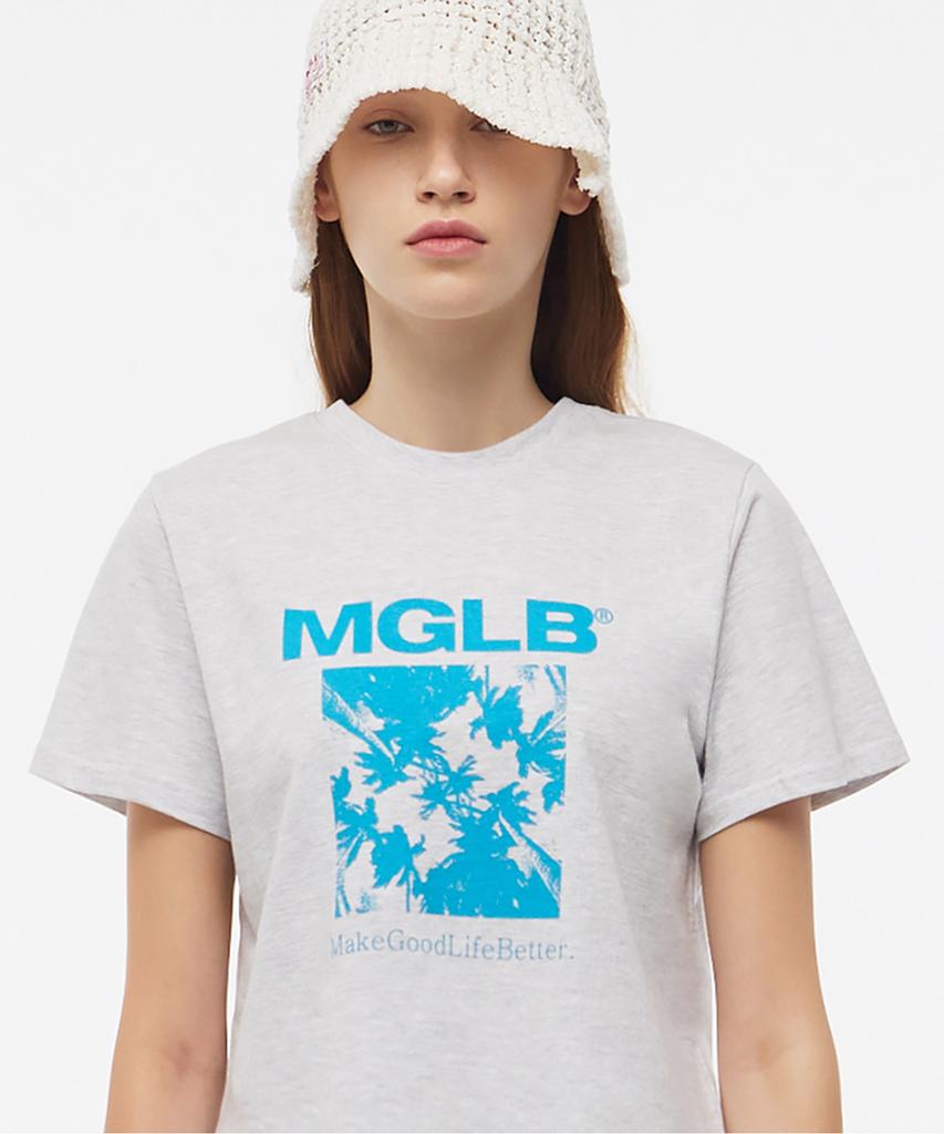MATCHGLOBE Palm Tree Crop Top (Light Melange)