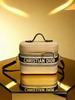 Dior Beauty Peripheral Cosmetic Case, Beige Striped Travel Makeup Box, Women Brand Cosmetic Handbag with Detachable Shoulder Strap