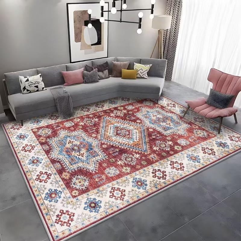 Beautiful Bohemian Ethnic Style Carpet Foldable Washed Back Living Room Bedroom Carpet Sofa Cushion Door Mat  Classic and Retro