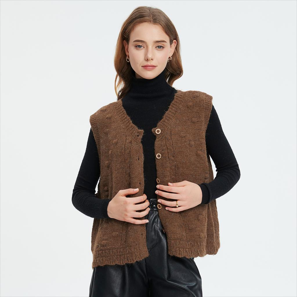 DIMANAF 2025 Winter Plus Size Autumn Women Sleeveless Vest Sweaters Knitting Buttons Oversize Casual Style Loose Sweater