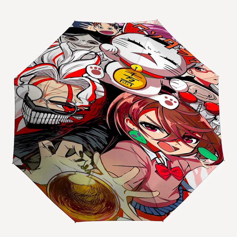 Anime Characters, Group Portrait Themed Automatic Opening and Closing Umbrella, Compact Travel Umbrella, Lightweight and Portable, Suitable