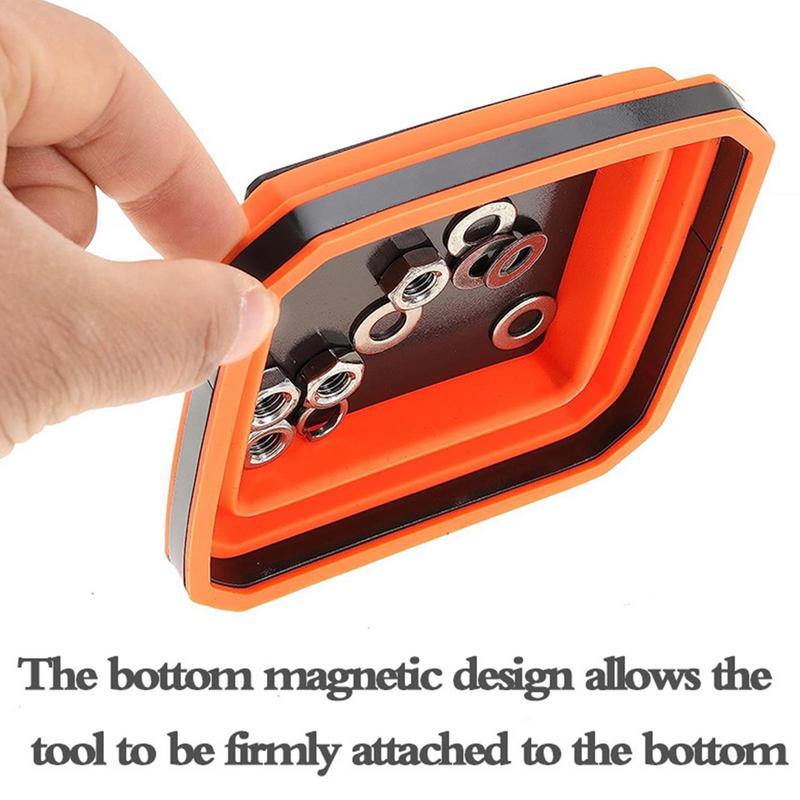 Colorful Square Silicone Foldable Magnetic Parts Tray Strong Magnetic Hardware Tool Parts Box Silicone Tool Tray Organizer Tool