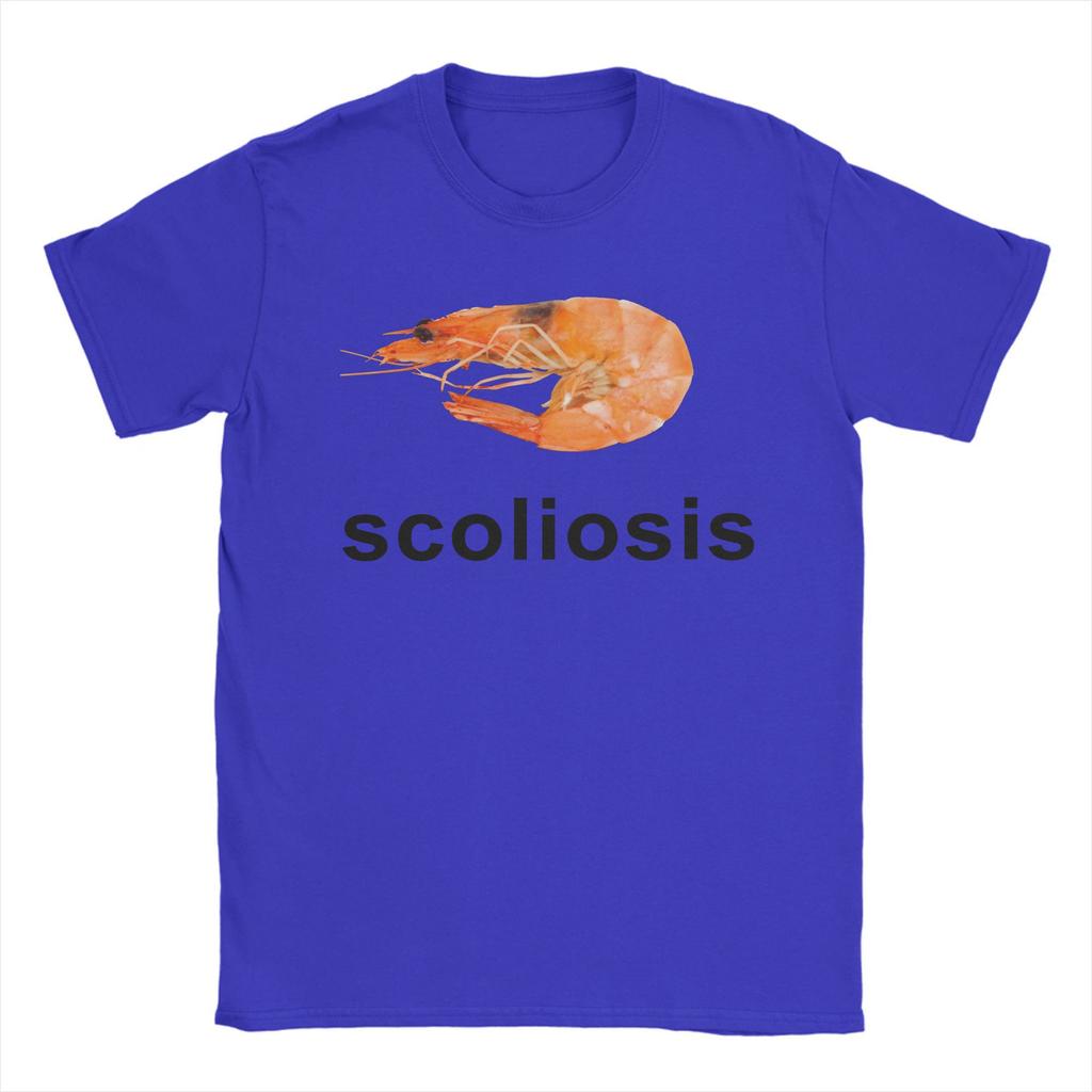 Skolioza Krewetka Krewetki Mem Koszulki Męskie 100% Bawełna Moda dla Mężczyzn Koszulki Okrągły Dekolt T-shirty Krótki Rękaw Ubrania Duży Rozmiar