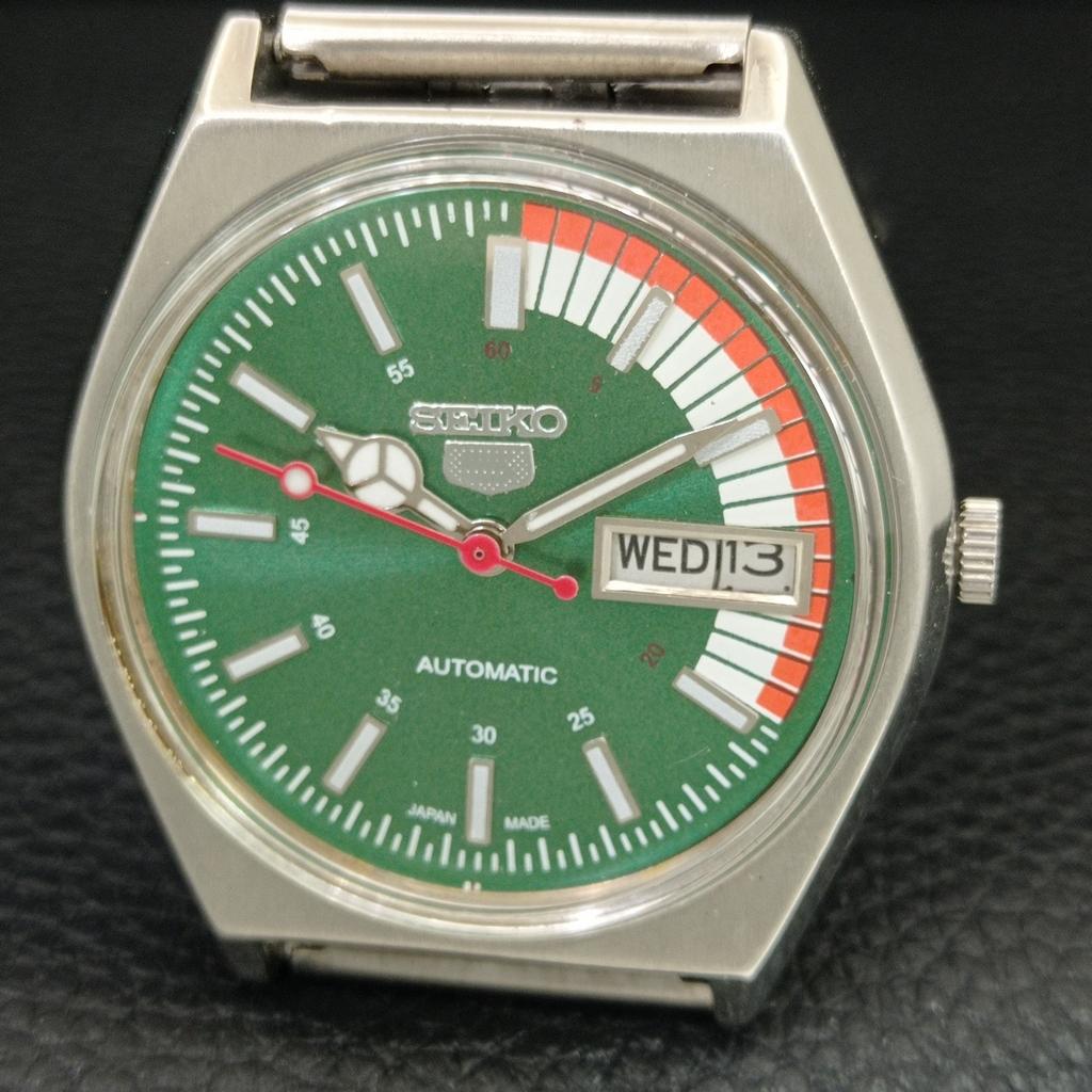 GENUINE VINTAGE SEIKO 5 AUTOMATIC 6309A JAPAN MENS GREEN DIAL WATCH A708397-1