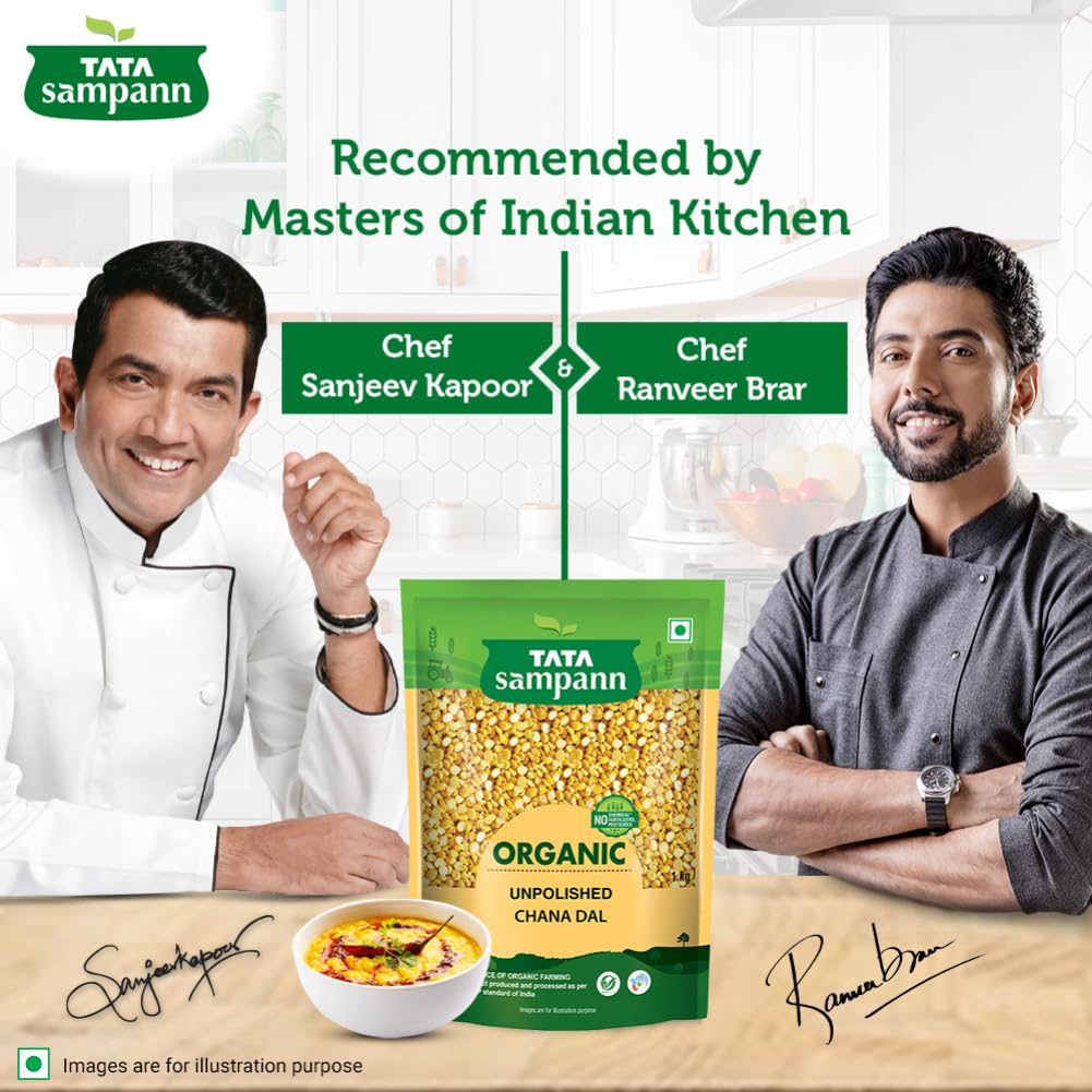 Tata Sampann Organic Unpolished Chana Dal 1kg High Protein Fibre-Rich Pulses For Healthy Meals And Delicious Everyday Cooking