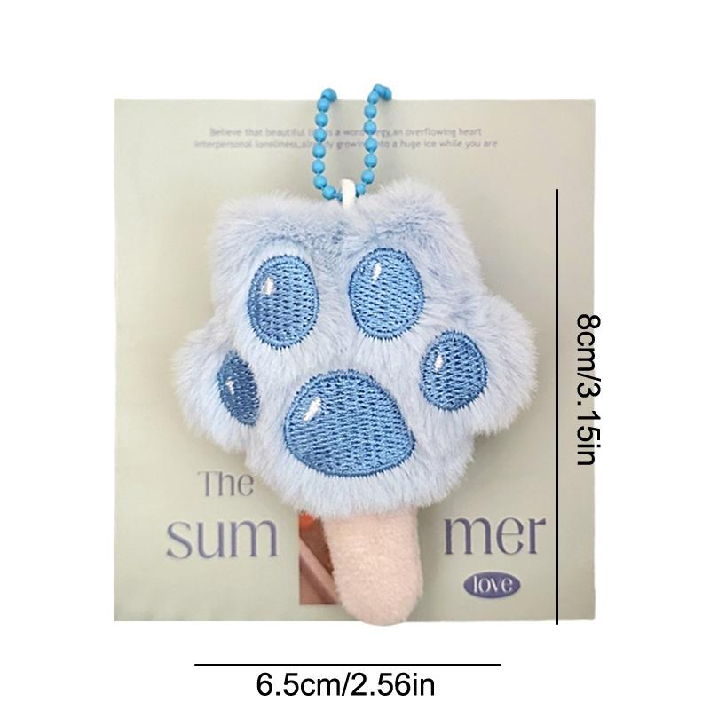 Kawaii Katzenpfote Eis am Stiel Schlüsselanhänger Kreatives Süßes Plüschtier Schlüsselanhänger Mädchenhafte Tasche Anhänger Rucksack Hängende Dekoration Schöne Geschenke