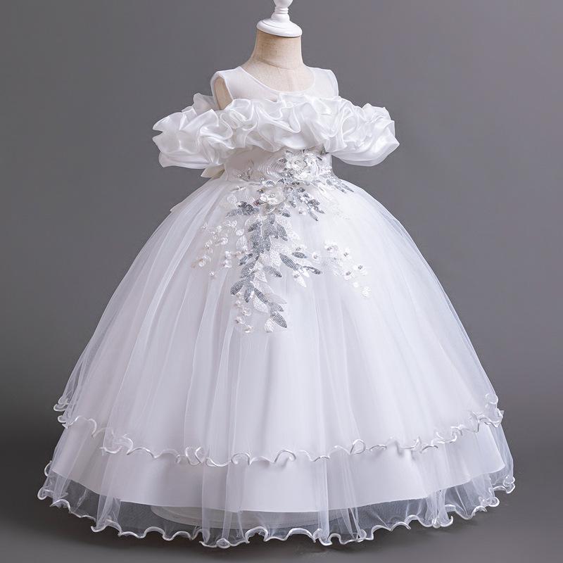 

«Новое свадебное платье принцессы для девочек-цветочниц 2024 года» 140cm белый