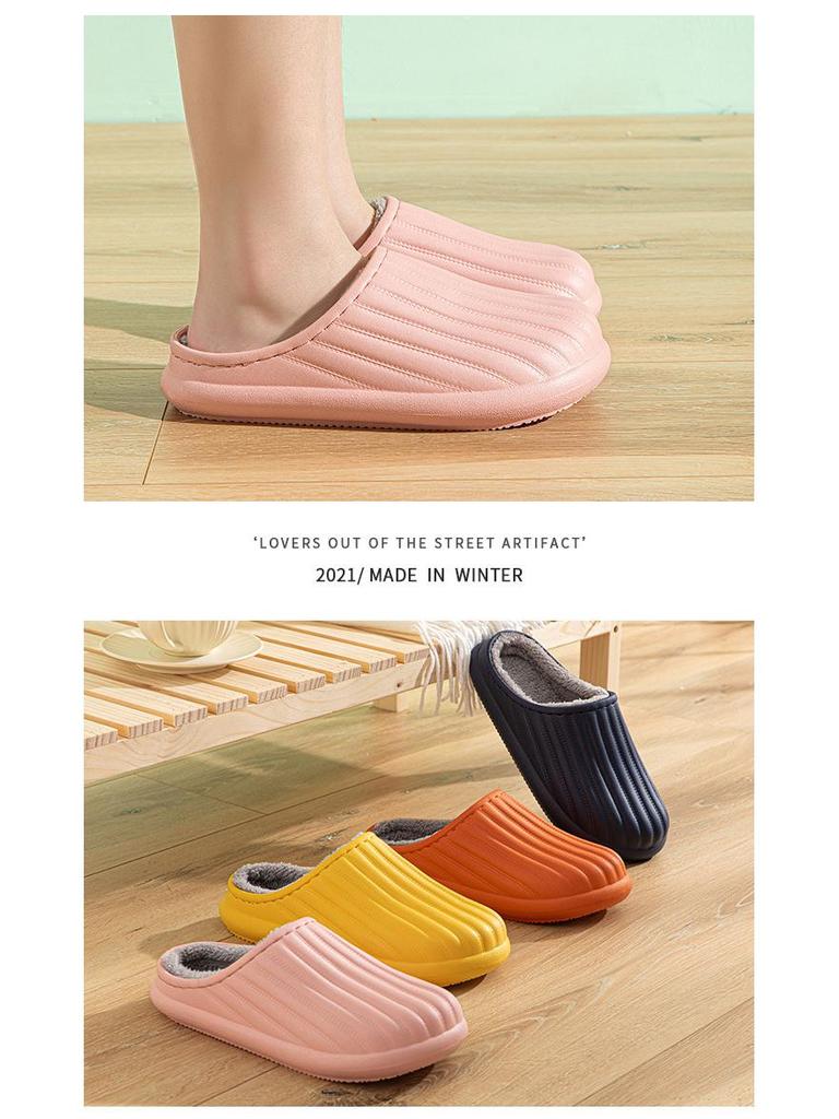 Waterproof Non-Slip Cotton Slippers for Outdoor & Indoor Use, Unisex, Warm for Autumn & Winter.