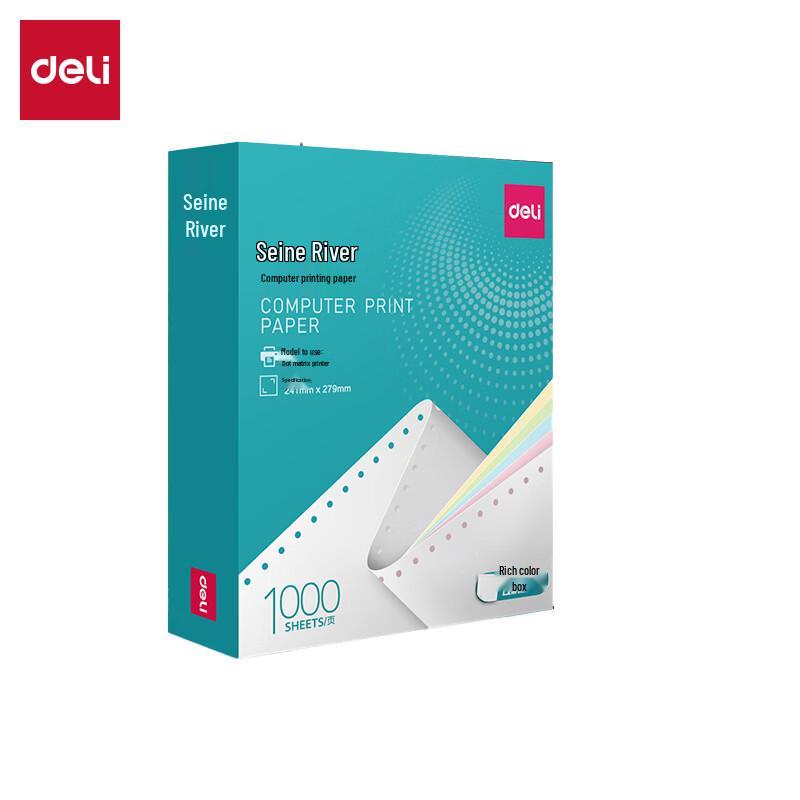 Deli N241-4 Continuous Form Dot Matrix Printer Paper Non-Perforated Edges