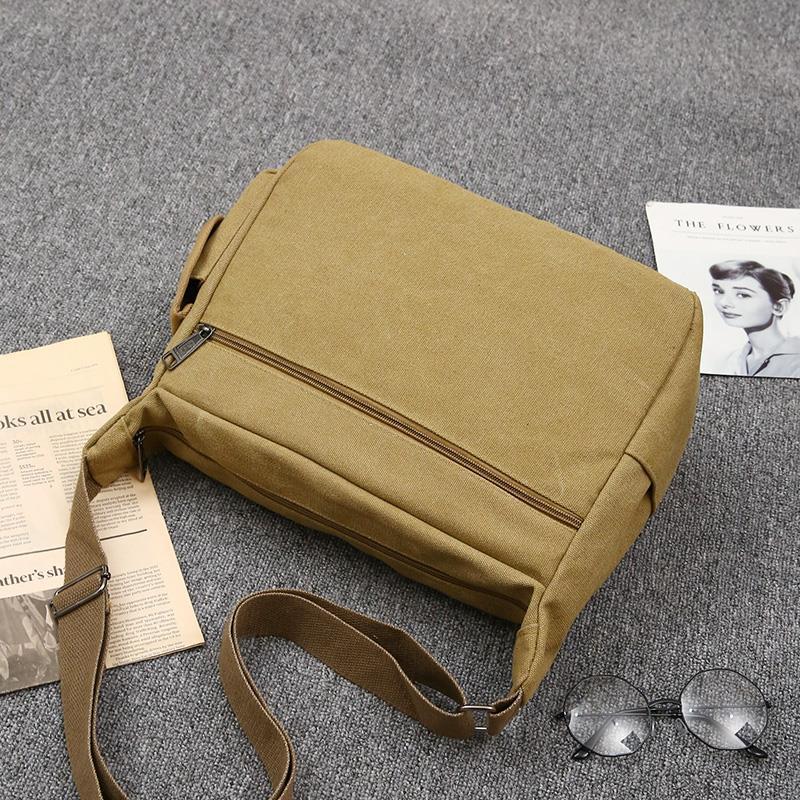 Business Postman Canvas Bag British Retro Shoulder Bag Large Capacity Multi-pocket Messenger Bag Leisure Travel Crossbody Bag