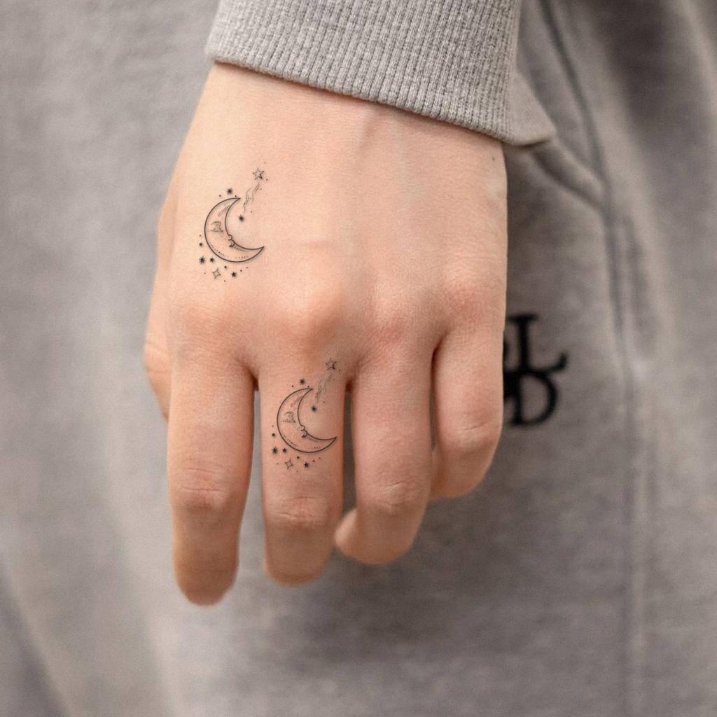 High-End Small Fresh Simple Personality Beautiful Stars Moon Hand Tattoo Sticker