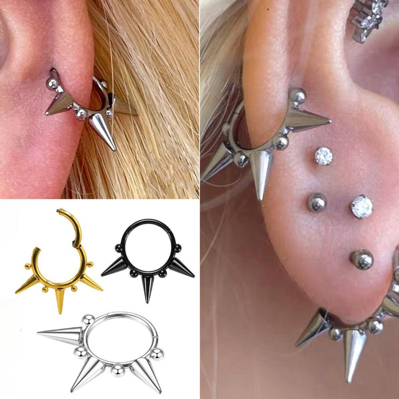 Punk Rivet Earrings For Women Korean Fashion Geometric Hoops Earrings Charms Goth Grunge Earrings Accessories Hip-Hop Jewelry