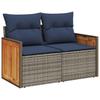 3 Piece Garden Sofa Set with Cushions Gray Poly Rattan