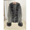 Autumn Winter Women's Fur Coat Patchwork Knitted Sweater Bandage Fur Cardigan Detachable Collar Jacket Faux Fur Coat