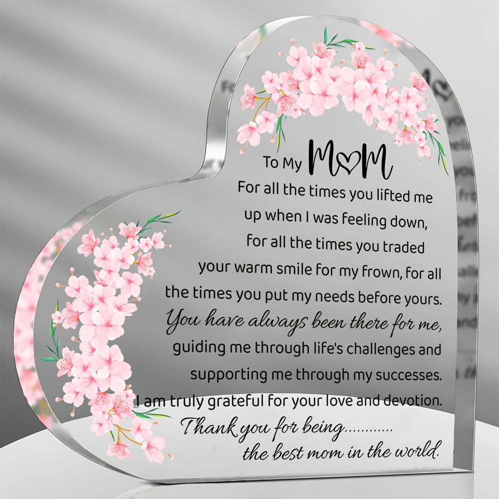 1pc Modern Acrylic Mother'S Day Gift for Mom - Heartfelt Keepsake with Floral Design, No Batteries Needed, Perfect for Home Decor or Special Occasions
