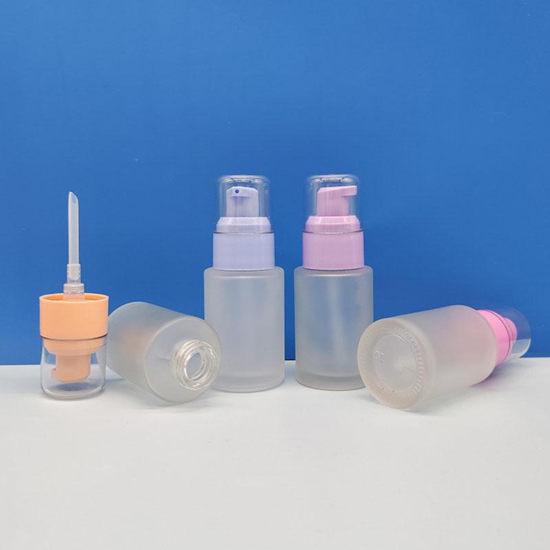 Bouteille Pompe en Verre Dépoli 30 ml Bouteille Vide pour Fond de Teint Contenant Rechargeable Portable pour Voyage Maquillage