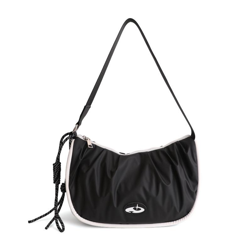 

Trendy brand water-repellent nylon crossbody bag men s and women s cycling bag large capacity fashion commuter bag pleated shoulder bag