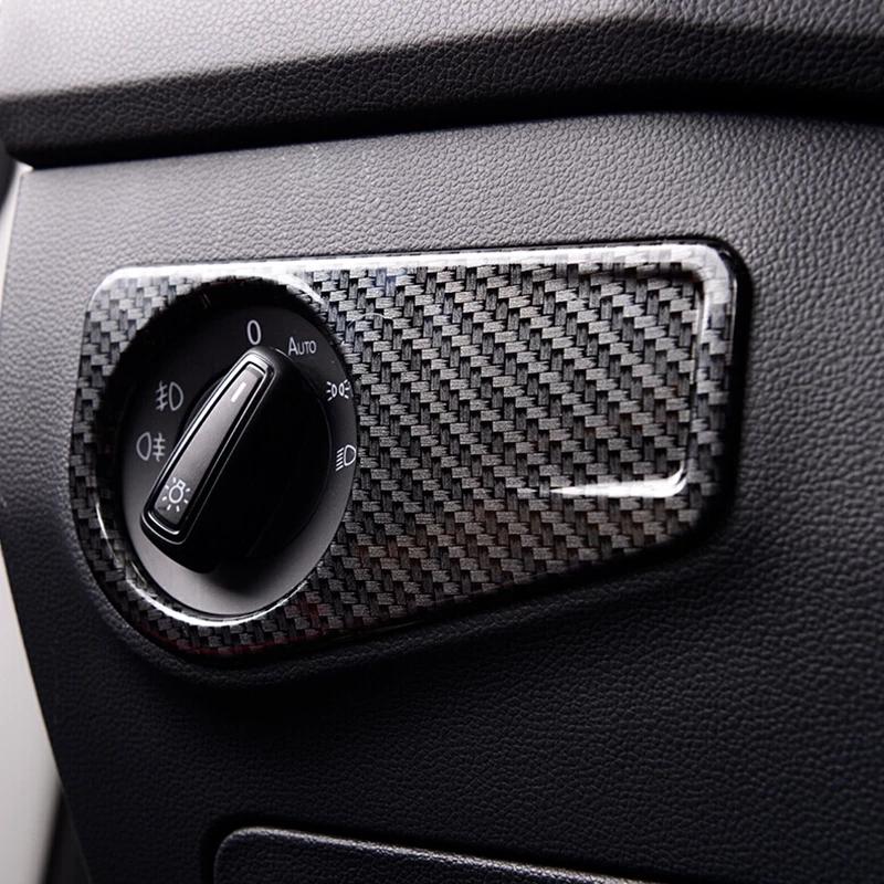 For Seat Tarraco 2018 2019 2020 Car Headlamps Adjustment Switch Cover Trim ABS Carbon fiber Sticker Styling Interior Accessories