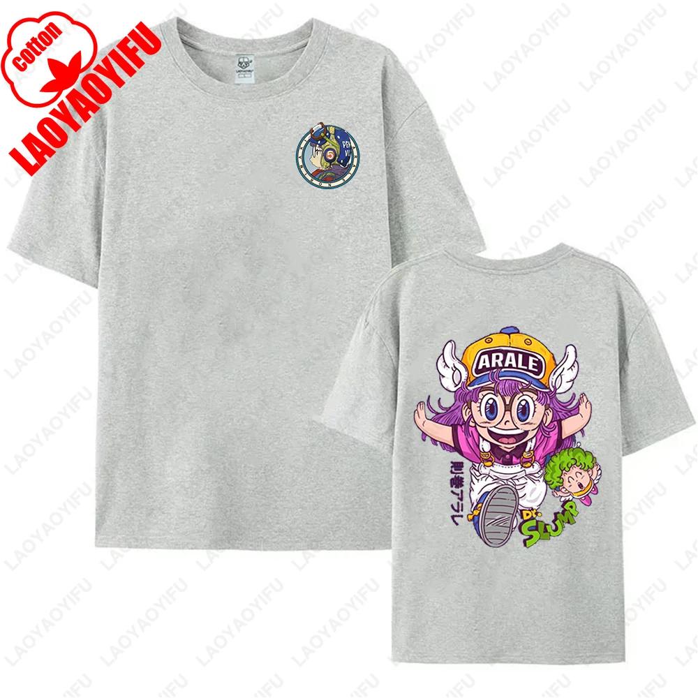 Kawaii Arale T-shirts Man Women Graphic Japanese Manga Tshirt Y2k Clothes Cotton Short-sleev Tee Clothing Two-sided Printed Tops