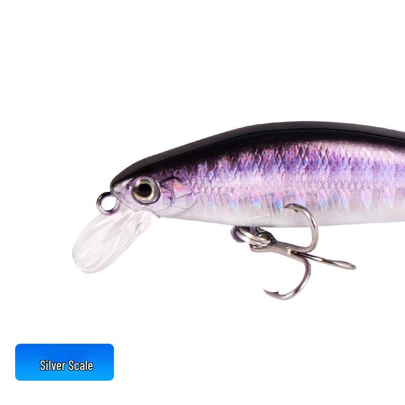 Silver Long Cast Sinking Minnow Lure with Vibrating Pencil and Red Tail