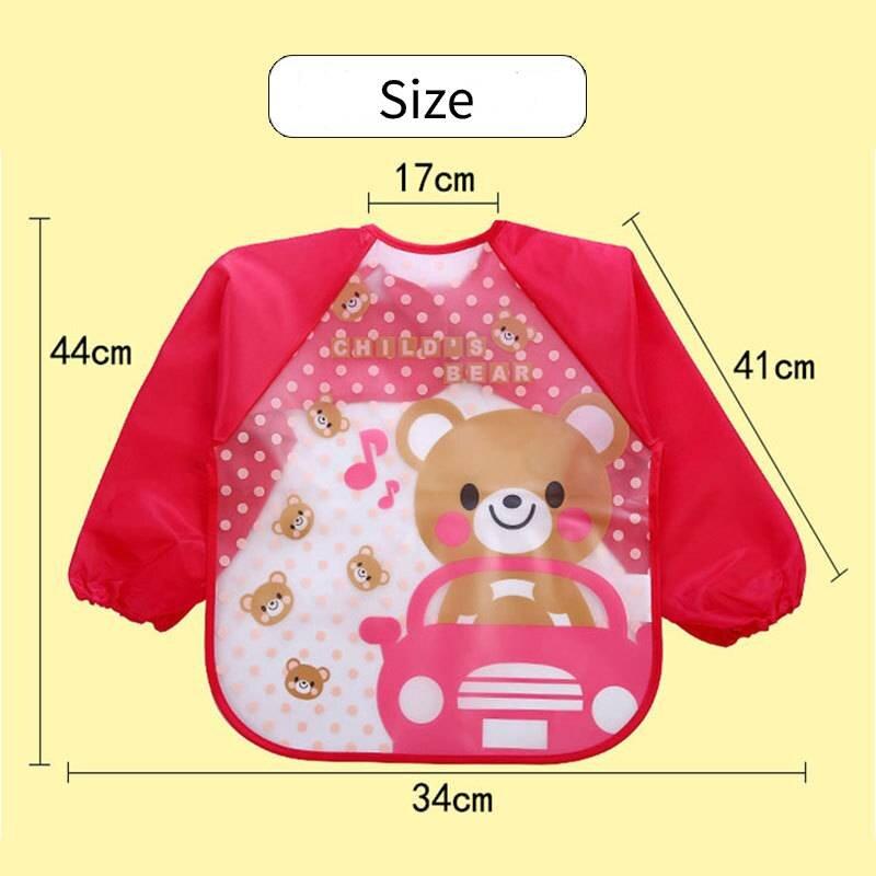 0-3 Years Baby Waterproof Anti-dirty Bib Long Sleeve Art Painting Apron Strap Smock Soft Feeding Bib Cartoon Kindergarten Gown