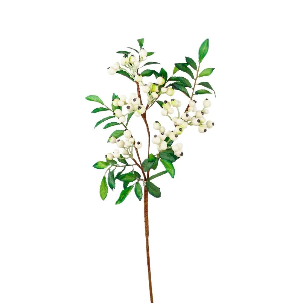 Artificial Foam Berries Branch Green Leaves Artificial Blueberry Fruit Tree Plastic Realistic Fake Plants Home Garden Decor
